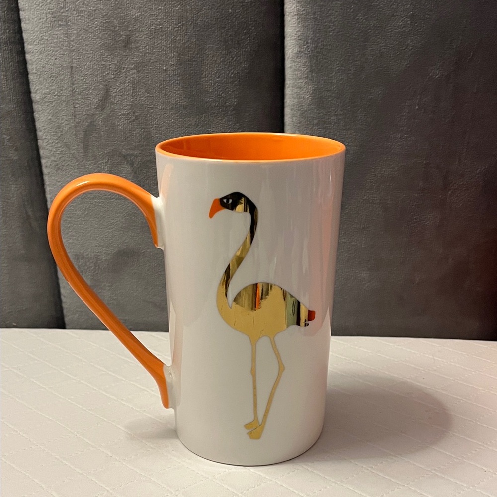 Charming Charlie Flamingo Design Orange and White Mug